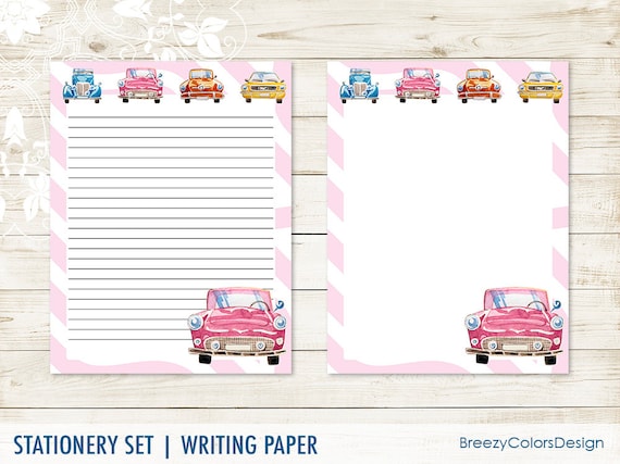 Digital Paper For Boys Stationery Letter Printable With Cars | Etsy