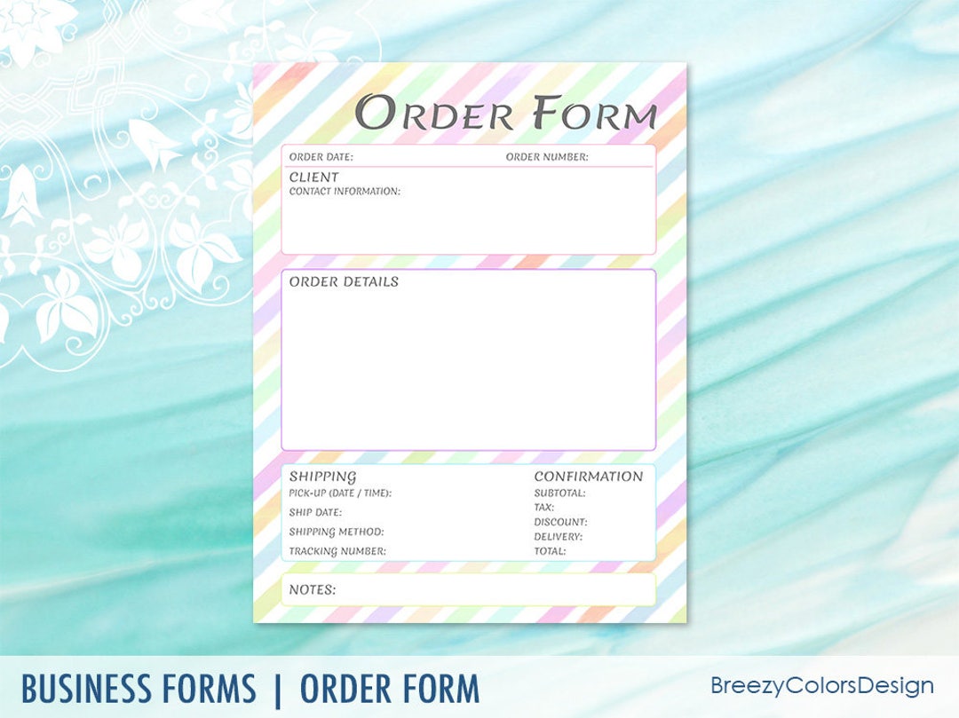 Printable Order Form Templates Digital Cute Worksheet - Etsy