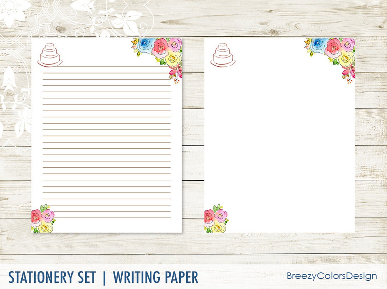 Decorative Writing Paper Lined Stationery Printable Journal | Etsy