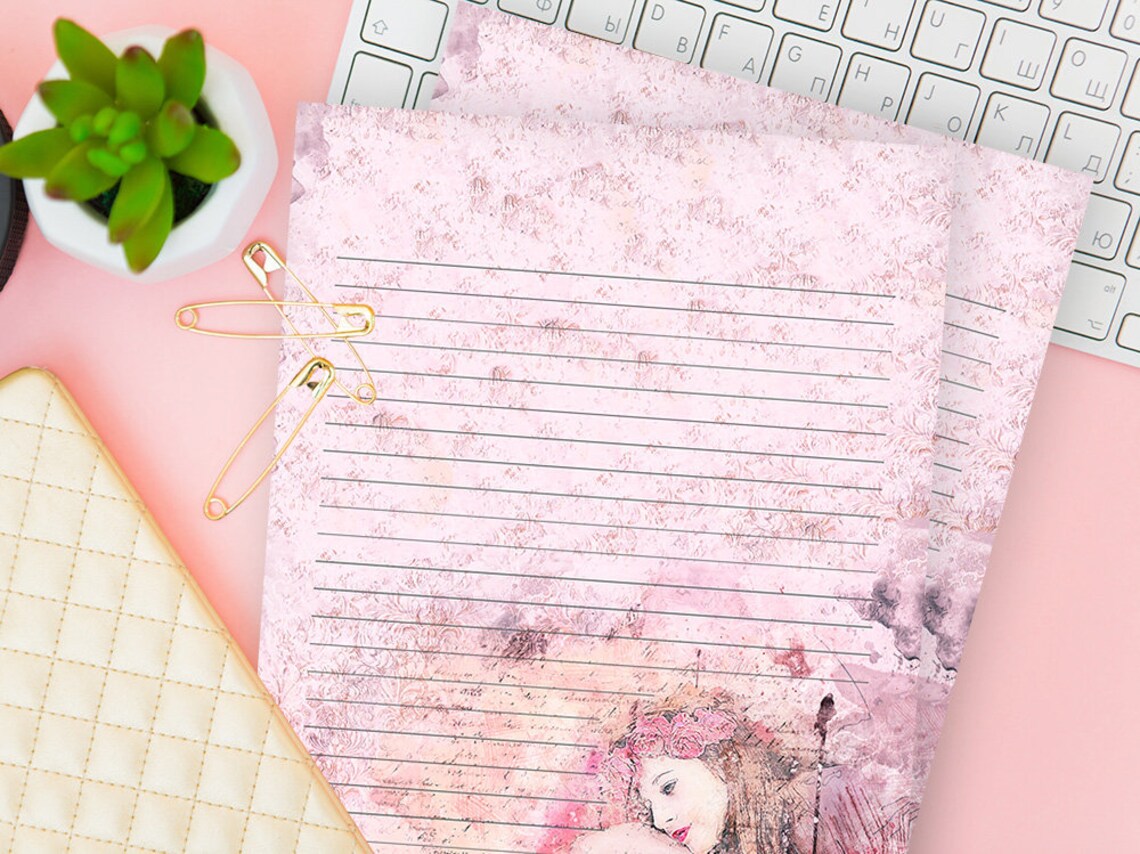 French Ruled Paper Shabby Chic Printable Set of 5 Journal - Etsy
