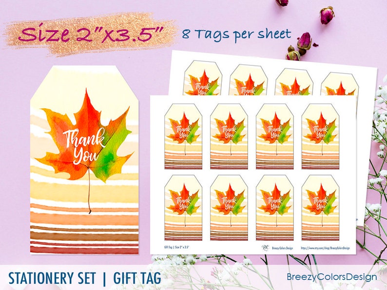 Fall Thank You Gift Tag Printable Autumn Notes Rustic | Etsy