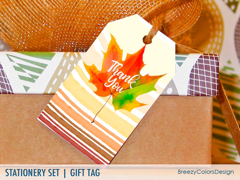 Fall Thank You Gift Tag Printable Autumn Notes Rustic | Etsy