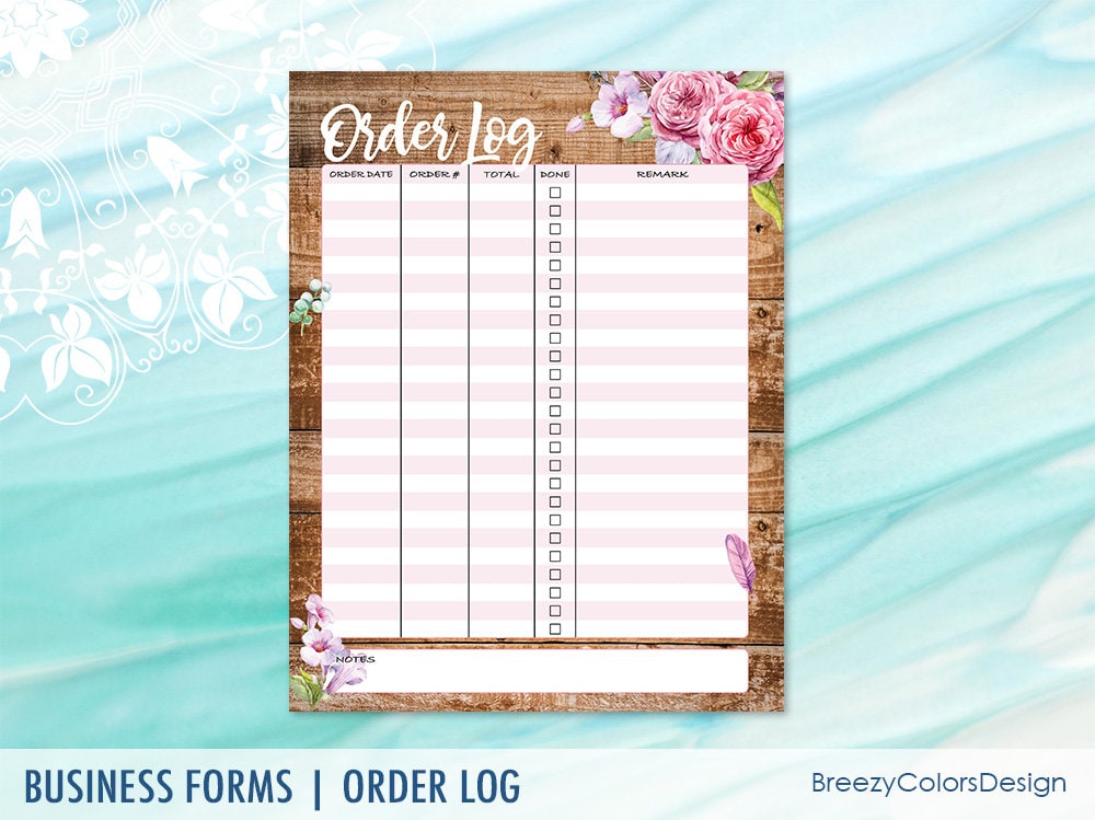 Order Log Form Template Sales Tracker Printable For Craft