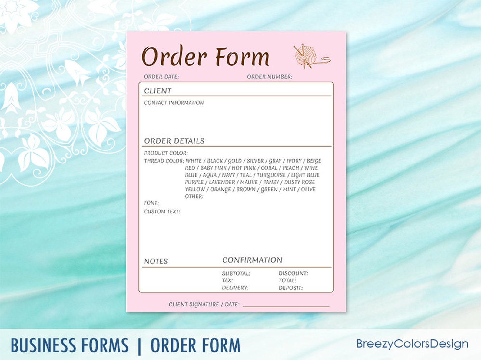 Embroidery order form printable custom templates business etsy Embroidery order form printable custom templates business etsy