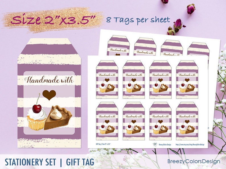 Cupcake Gift Tags Handmade With Love Printable Notes Card - Etsy