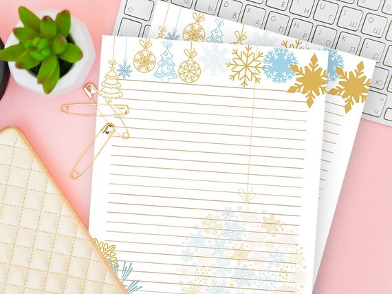 christmas writing paper printable lined stationery sheet set etsy