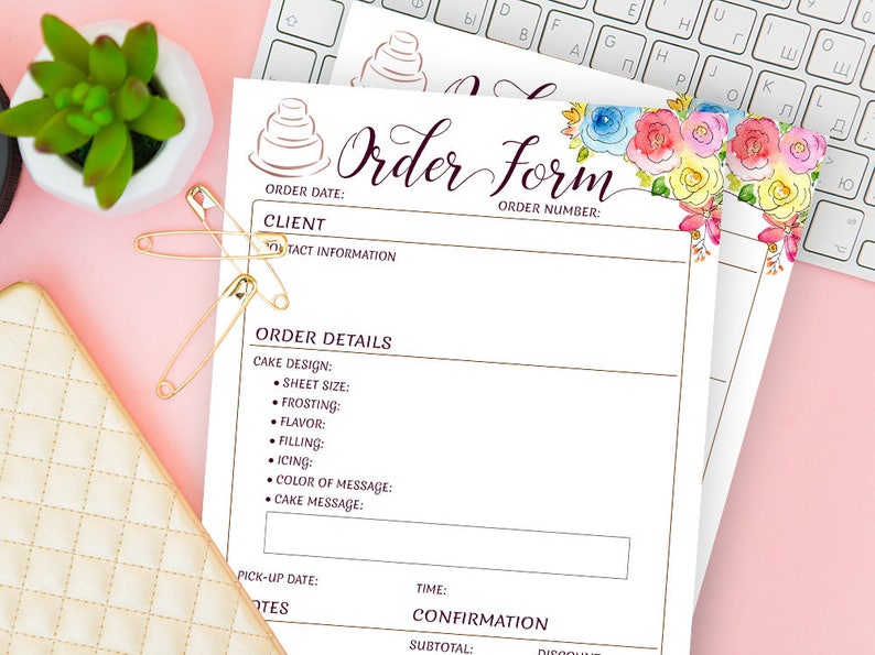 cake order form for bakery business custom printable etsy