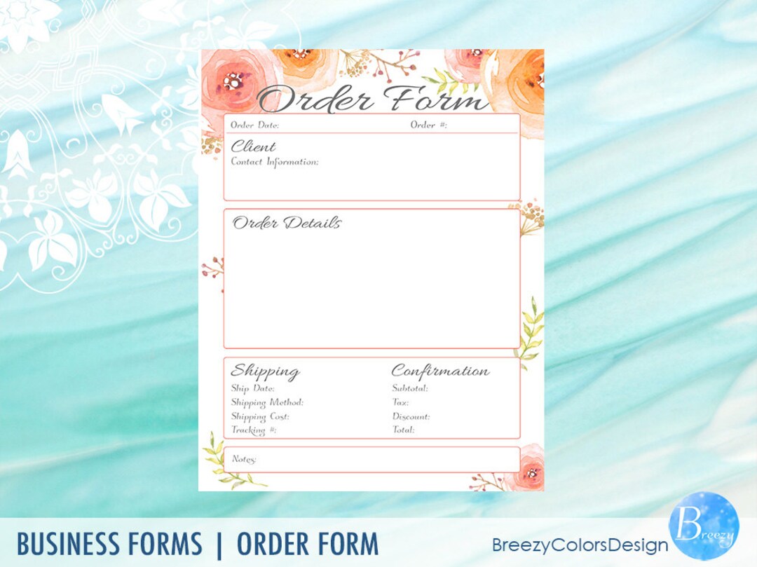 Order Form Template Printable Floral Craft Show Sales Flower - Etsy