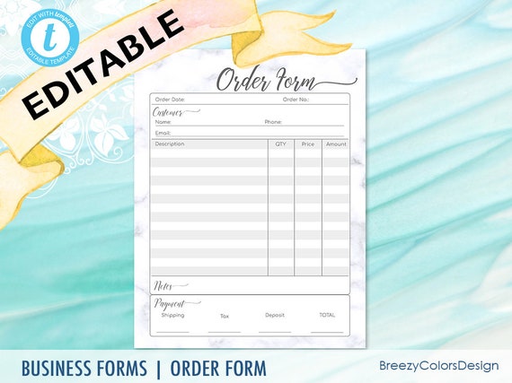 craft show order forms editable wholesale template printable etsy