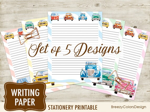 cars writing paper journal pages for kids printables lined etsy