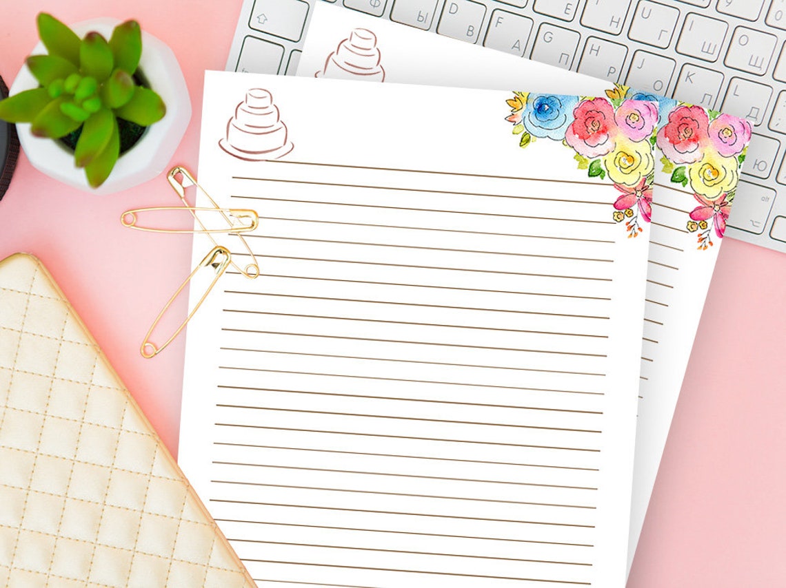 Decorative Writing Paper Lined Stationery Printable Journal | Etsy