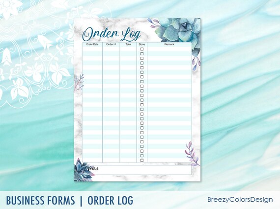 printable orders tracker floral sales log form book etsy sales log book