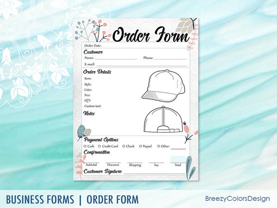 Order Form Template for Cap Craft Show Hat Sales Ordering - Etsy