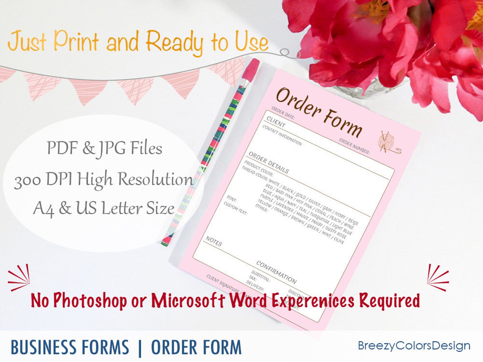 Embroidery order form printable custom templates business etsy Embroidery order form printable custom templates business etsy