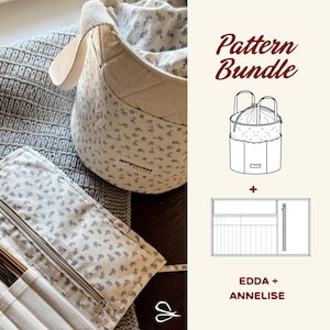 Project Bag + Knitting Needle Organizer Sewing Pattern Bundle | PDF Pattern | Yarn Bag | Crochet | Knitting Storage | Sizes S–L | Tutorial