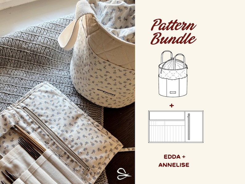 Bolsa para proyectos + organizador de agujas de tejer | Patrón en PDF | Bolsa para lanas | Crochet | Almacenamiento de tejidos | Tallas S-L | Tutorial imagen 1