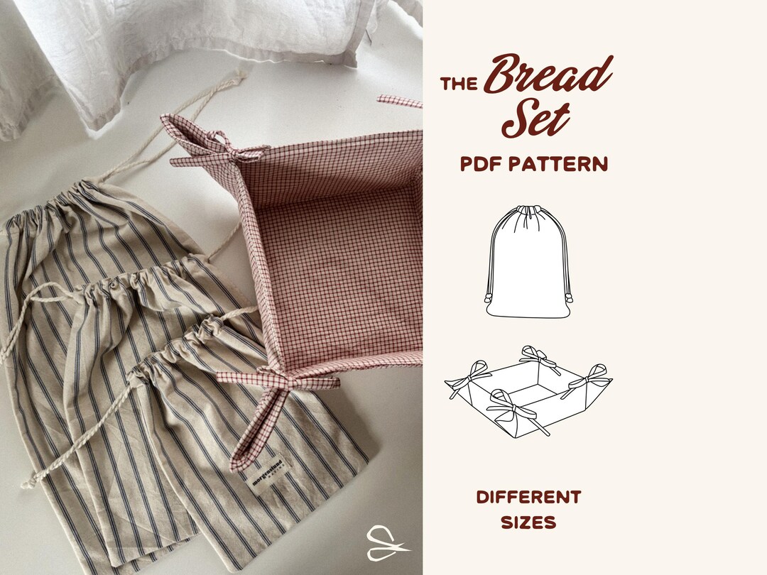 Plan Bread Pattern The Bread Set | Sewing Pattern PDF for Bread Bag & Fabric Basket ...