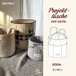 Instrukcja szycia torby na projekty strukturalne (PDF) – torba na projekty w 3 rozmiarach, torba do robótek na drutach, torba na projekty szydełkowe, torba do przechowywania