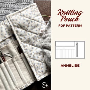 Knitting Organizer Sewing Pattern PDF – Cable & Needle Case with Zipper Pocket | DIY Knitting Accessory Organizer (A4, A1, US Letter)