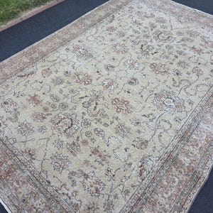 Handmade 6x9 Oushak Turkish Rug: Wool & Cotton Vintage Area Rug