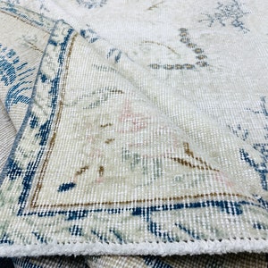 6x9 Neutral Area Rug, Beige Blue Rug, Large Oushak Rug, Vintage Turkish Rug, 6x9 Oversized Rug, Living Room Rug, Handmade Rug, Home Rug