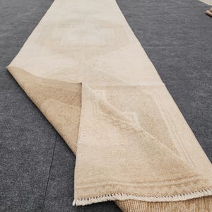 3x14 Neutral Runner, Oushak Runner, Turkish Runner, Vintage Runner, 3x14 Runner Rug, Pale Beige Brown Rug, Kitchen Runner, Long Runner