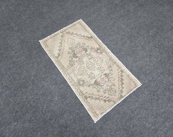 2 x 3 neutraal tapijt, Oushak-tapijt, vintage tapijt, Turks tapijt, handgemaakt tapijt, 2 x 3-tapijt, deurmattapijt, badmattapijt, slaapkamertapijt, klein bleek tapijt