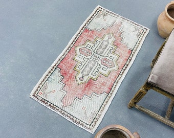 2 x 3 vloerkleed, klein Oushak-tapijt, klein Turks tapijt, vintage tapijt, handgemaakt tapijt, 2 x 3 klein tapijt, badmattapijt, vervaagd tapijt, deurmattapijt, wollen tapijt