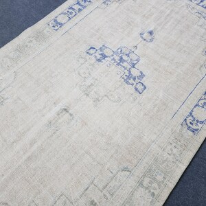 6x9 Vintage Turkish Oushak Rug: Hand-Knotted Wool Living Room Carpet