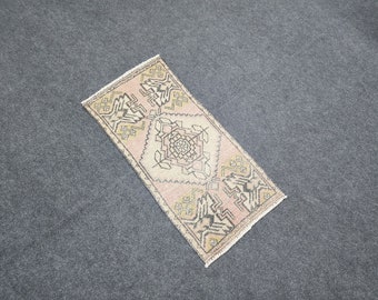 2 x 3 kleine vintage Turkse deurmat, handgemaakt Oushak-tapijt, lichtgekleurd tapijt, 2 x 3 klein tapijt, wollen tapijt, karpet, badmatkleed, woondecoratie