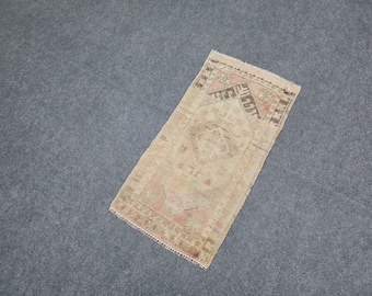 2 x 3 neutraal licht klein vloerkleed, vintage Turks Oushak-deurmattapijt