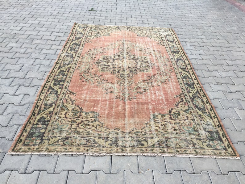 Vintage area rug Oushak area rug Large rug Turkish rug Pastel image 0