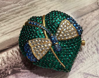 Vtg. 2001 Estee Lauder Swarowski Crystal Dragonfly Compact Lucidity Powder