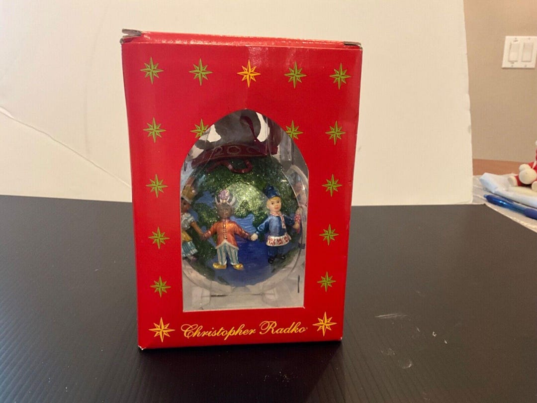 CHRISTOPHER RADKO United for Peace Glass Ornament Christmas Vintage