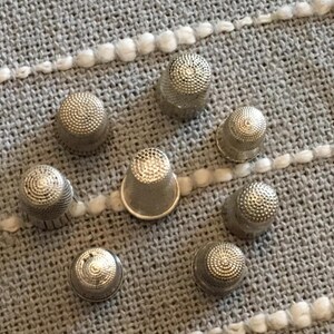 Lot of 8 Antique Victorian American (?) Sterling Silver Thimbles (1 Pat ...