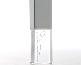 Silver Crystal USB stick 4GB 8GB 16GB Personalised Customised Logo printing flash drive newborn wedding photography packaging