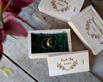 Wedding ring box wooden Custom Wedding Ring Box, Wedding Gift, Ring Bearer Box, Engraved, Custom Names, Personalised, printed