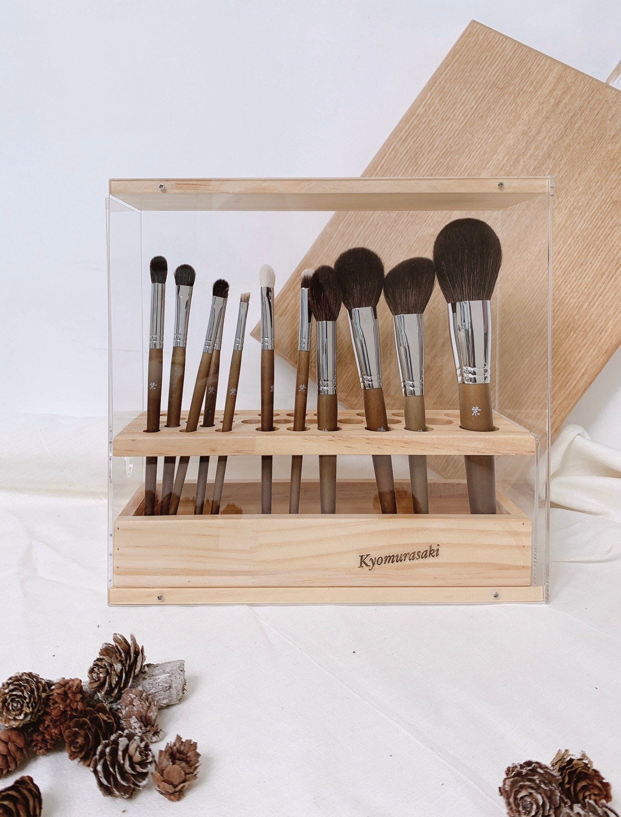 Wooden Makeup Brush Holder  