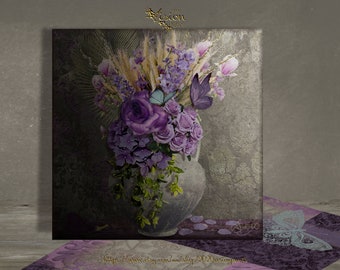 Eclectic Printable,  Still Life, Square Wall art and DIY Gift Wrap, Mother's Day Gift, Floral & Butterfly Art, Composite Photography, Décor