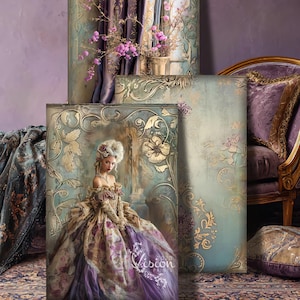 Ensemble d&#39;art mural imprimable rococo : style Mary-Antoinette (téléchargement numérique, 6000 x 9000 pixels)