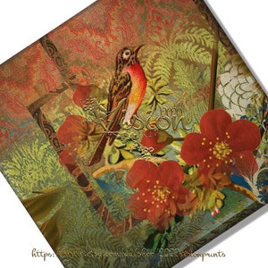 Square Printable Colorful Eclectic Wall Art set 3 birds image 5