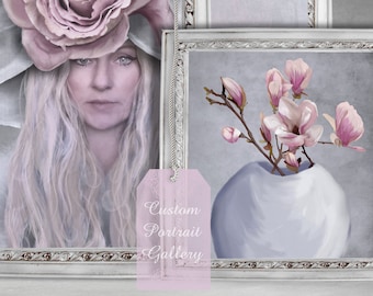 Printable Custom Portrait Gallery, Office Accent Wall, Gift For Mum Portrait Prints, Mother's Day Gift, Boss Girl Art, Decorative Art, OOAK