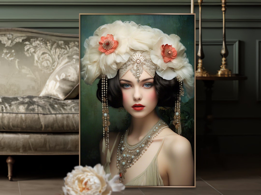 1920's Inspired Elegant Flapper Beauty, Ornamental & Floral Head Piece ...