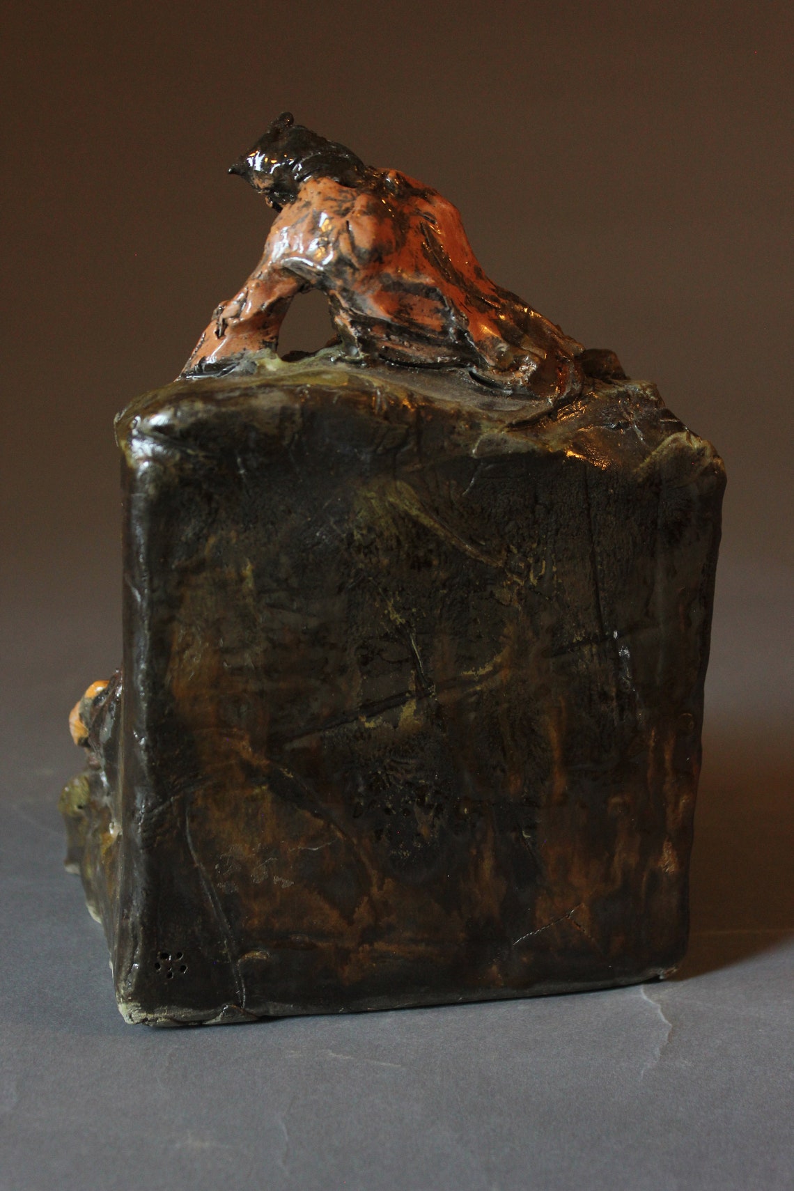 Satyr and Sleeping Nymphs, Bookend, Fine Art, Ceramic Sculpture, Home