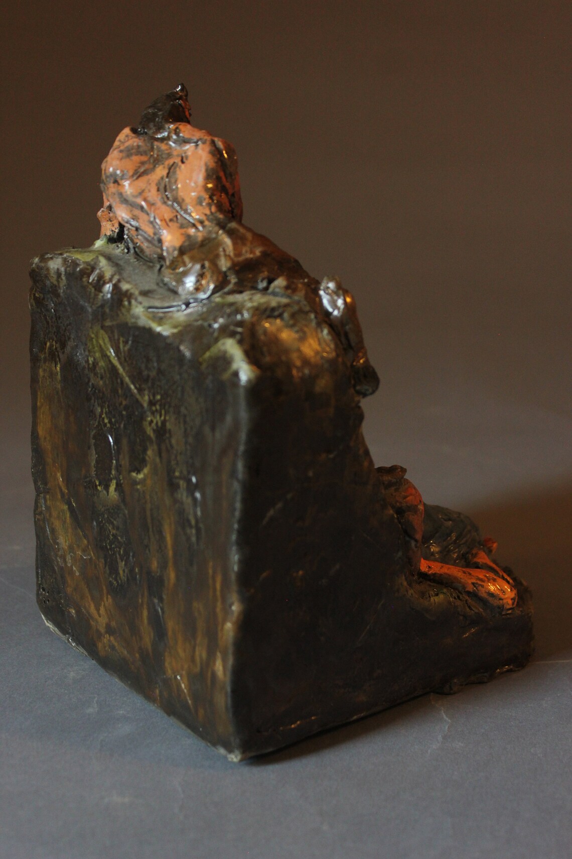 Satyr and Sleeping Nymphs, Bookend, Fine Art, Ceramic Sculpture, Home