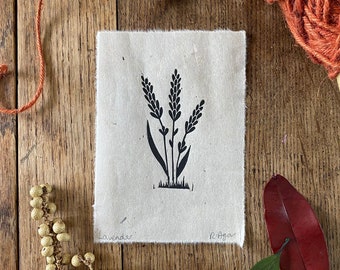 Original 'Lavender' lino print | mini print | home & living | wall art | home decor | garden | A6 | postcards | nursery decor | dorm decor