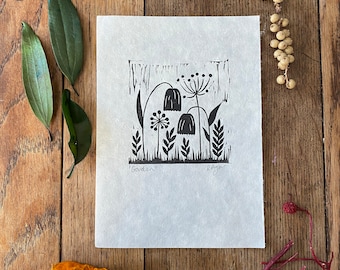 Original 'Garden' lino print | home decor | wall art | home & living | gifts for gardeners | botanical prints | housewarming gift