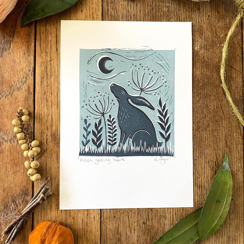 Moon Gazing Hare - Etsy UK