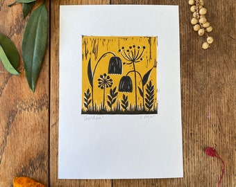 Original 'Garden' lino print | home & living | home decor | wall art | housewarming gift | prints | nature themed | botanical | block print