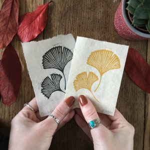 Mini feuille de ginkgo imprimée | mini-impressions | thème nature | décoration intérieure | maison et logement | décoration murale | petits caractères | cadeau de pendaison de crémaillère | carte postale